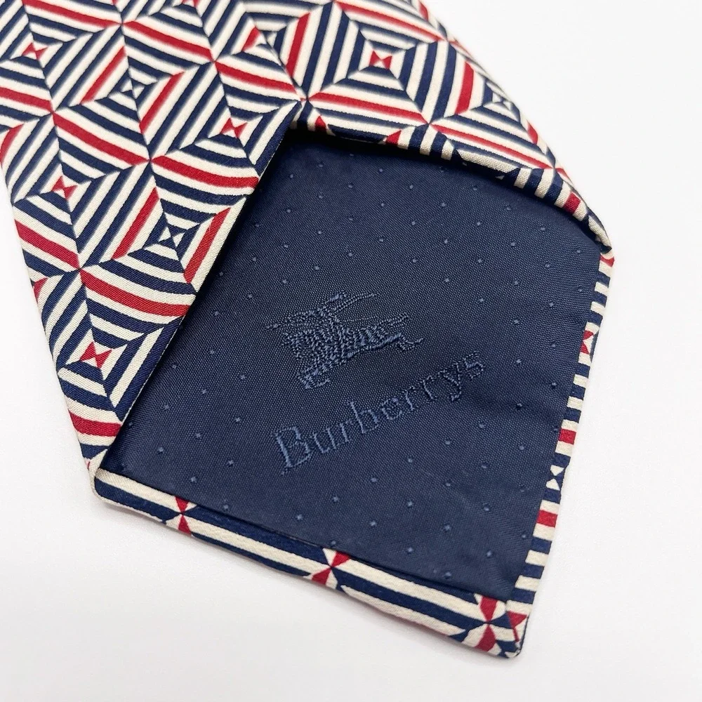 VTG Burberry of London Tie Mens 100% Silk Hand Sewn Made in USA Luxury